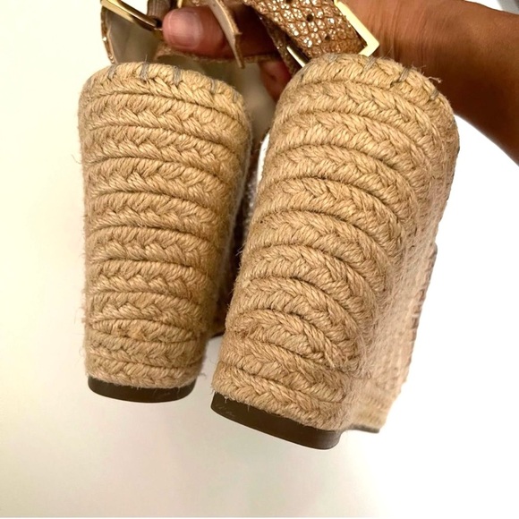 Kenneth Cole Wedges Odette Platform Espadrille beige gold metallic Size 9.5 - Picture 6 of 10